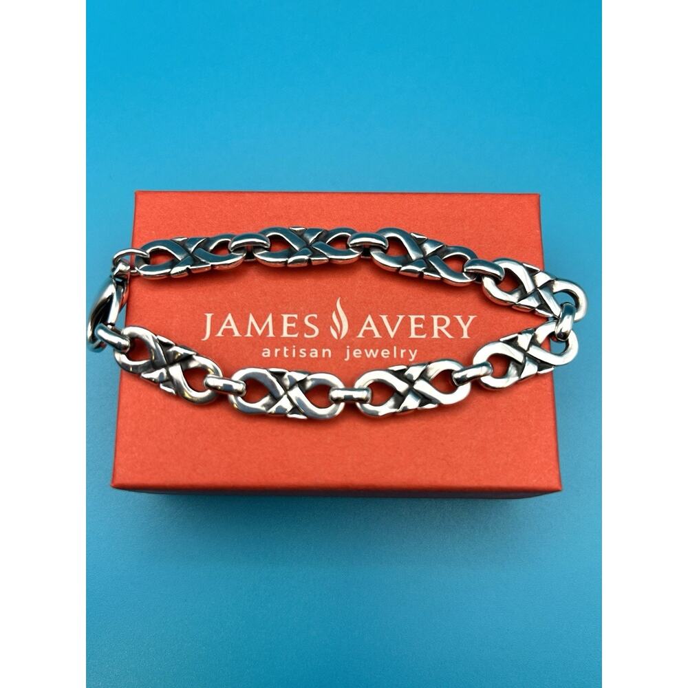 James Avery Retired 925 Sterling Silver Scrolled Infinity Link Bracelet 8" Inch - Picture 3 of 12